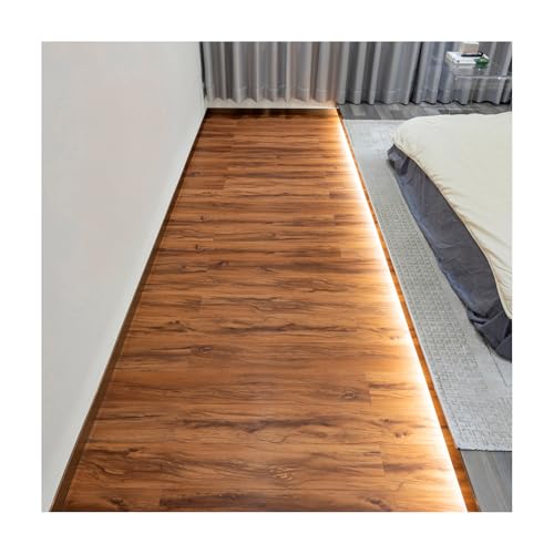 FLOREXP Vinyl-Bodenbelag - Lino-Bodenbelag mit Warmem Braunen Holz-Effekt, Abziehbare und Selbstklebende Bodenfliesen, 15X90cm 2.0mm Wasserdicht, für Küche und Wohnzimmer (2.51m²,Warmes Braun)
