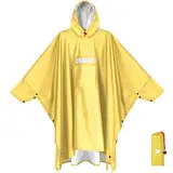 Anyoo Leichter Wasserdichter Regenponcho Regenjacken mit Ärmeln Belüftet Mehrzweck Regenmantel Unisex mit Kapuze Ideal für im Freien Camping Wandern Angeln, Dunkelgelb, Einheitsgröße