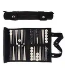 Sondergut Backgammon Brettspiel Black - Zum Rollen aus 100% Leder - Das Original seit 1998 Camper & Travel-Fans - 25x34cm