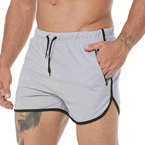 Unterhosen Shorts Herren Lässige Hosen Sport Taschen Fitness Sommer Straße Frühling Krawatte Farbe Kickboxen(Grey,M)