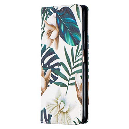 Miagon Brieftasche Hülle für Xiaomi Redmi Note 10 Pro,Kreativ Gemalt Handytasche Case PU Leder Geldbörse mit Kartenfach Wallet Cover Klapphülle,Blatt Blume