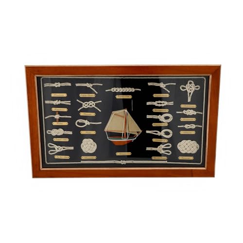 wellenshop Knotentafel, 19 Knoten mit Deutscher Kennzeichnung | Holzrahmen 51x31 cm