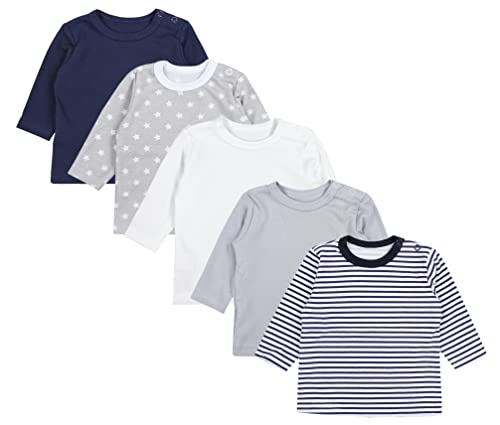 TupTam Baby Jungen Langarmshirt 5er Pack, Farbe: Farbenmix 1, Größe: 68