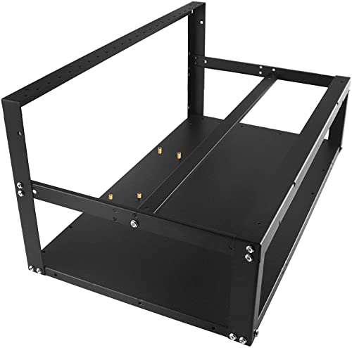 Mining Rig Frame Case 6 Gpu, Mining Rig Frame mit Antistatikstreifen, Open Air PC Case für ATX/Btx/Flex/Itx/Micro ATX, Support 4 X 12 cm Fan (Nur Rahmen) (6GPU)