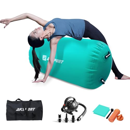 AKSPORT Air Roller Aufblasbare Rollen Air Barrel Gymnastik Roller für Rückbeugen und Rückenhandfedern Übungstraining für den Heimgebrauch/Yoga/Cheerleading/Tumbling/Back Walkovers