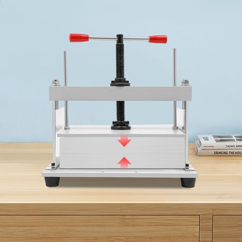 Kaichenyt Buchbinderpresse Maschine, Manual Bookbinding Press Abflachung Dicke 14.5cm Drückender Druck Etwa 1.5T für Zeitschriften 21.5x36.5x33cm Weiß
