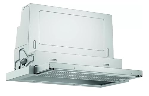 Bosch DFR067A52 Serie 4 Flachschirmhaube, 60 cm breit, Um- & Abluft, Made in Germany, EcoSilence Drive leiser und effizienter Motor, LED-Beleuchtung gleichmäßige Ausleuchtung, Kurzhubtasten