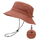 FYting Sonnenhut Damen,Sommerhut Damen,Fischerhüte Faltbar,Regenfest | Sonnenschutz | Schnelltrocknend | Atmungsaktiver, Für Strand,Schwimmbad,Park,Camping,Picknick,Wandern,Reisen (Ziegelrot)