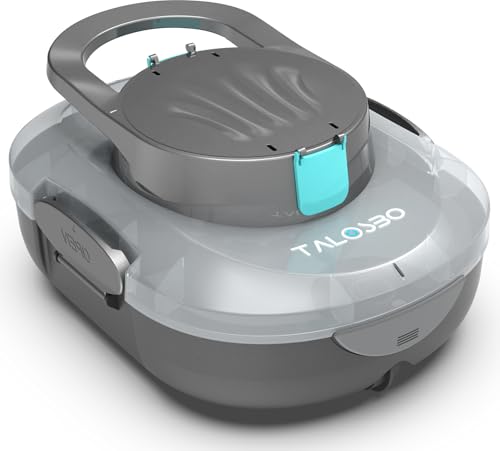 TALOSBO Pleco S1 Poolroboter, 80 Min Automatische Reinigung, Dual Motoren Poolreiniger Selbsteinparkfunktion mit 2,5 Stunden Ladezeit Poolsauger Akku für Flache Böden Pools