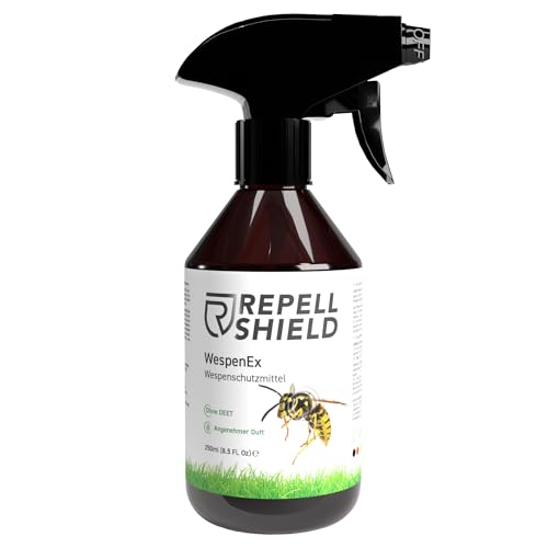 RepellShield® Natürliches Wespenspray - 250ml - Präzise Vertreibung durch Insektenspray als Wespen Abwehr - Zitrusduft - Effektives Anti Wespen Spray auch gegen Hornissen & Bienen