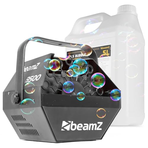 BeamZ B500 - Seifenblasenmaschine Set mit 5L Flüssigkeit, Hochzeit Seifenblasen Maschine, 24 Rotationen pro Minute, 25 Watt, Bubble Machine, Seifenblasen Hochzeit Machine, Effektmaschine- Schwarz