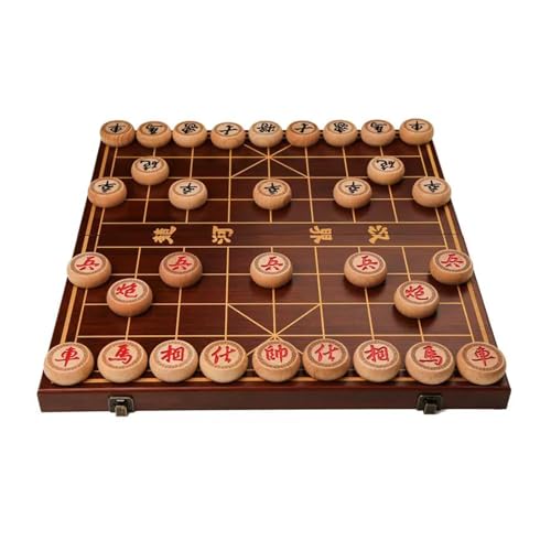 Chinesisches Schachspiel-Set, tragbares Xiangqi aus Buchenholz mit faltbarem Holzbrett, Tisch-Strategiespiel for 2 Spieler, for Teenager, Erwachsene und Familien(Size:3.8cm/1.5in)