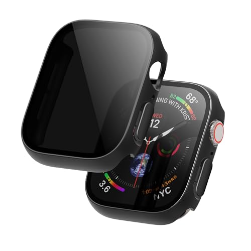 Hülle mit Glas Displayschutz Kompatibel mit Apple Watch Series 10 46mm Schutzhülle Anti Spy, Hard Rundum Schutzhülle HD Ultradünne PC Schutz Case für iWatch Series 10 46mm, 2-Stück, Schwarz