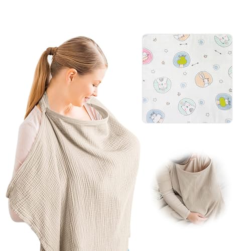 Stilltuch für Unterwegs,Breastfeeding Cover,Nursing Cover,Baumwolle Still Schürze,Weicher und Atmungsaktiver Stillschal,Mehrzweck Stillcover Sonnenschutz Kinderwagenbezug Geschenk für Mama