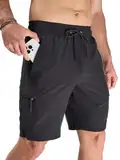 Arcweg Badehose Herren Lang Schnelltrocknend Badeshorts Sporthose Freizeit Shorts Männer Schwimmhose mit Reißverschlusstasche Schwarz L (EU)