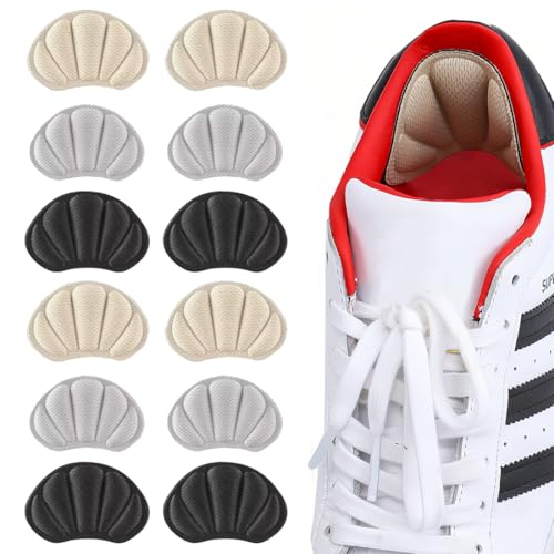 BDEPSTR 6 Pairs of Invisible Heel Pads to Prevent Slips & Blisters, Heel Protection, Heel Cushion, Gel Non-Slip Insoles for Too Large Shoes & Boots, Shoe Filler, Heel Protector Pads Against Blisters-A