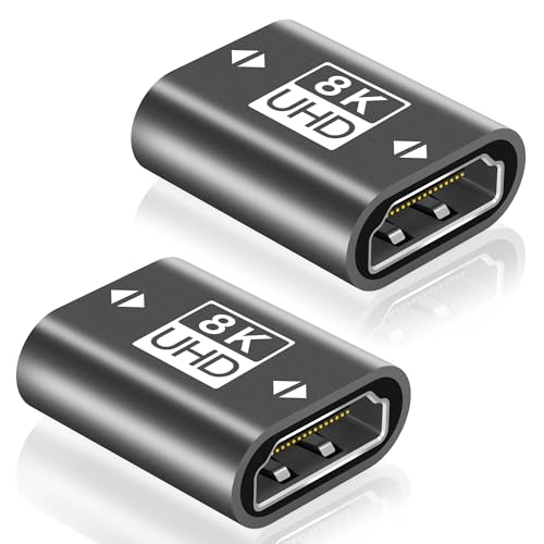 BRV Explorer HDMI Kupplung 8K 2 Pack, HDMI Buchse auf Buchse Verbinder 2.1, HDMI Verlängerung Adapter Kompatibel mit 8K@60Hz/ 4K@120Hz UHDHDR eARC 3D Dolby, für Laptop, HDTV, PC, Monitor, Roku TV