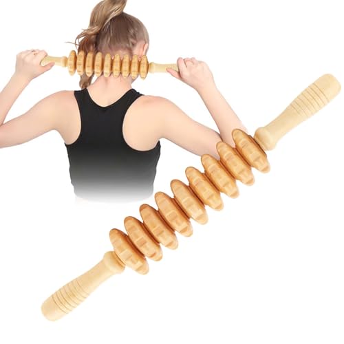 Faszienstab Holz Massageroller, Premium Faszienrolle Holz, Massage Roller Massagegerät, Körper Roller Faszienstab, Faszienrolle Holz für Beine, Nacken, Muskelentspannung, Körperformung