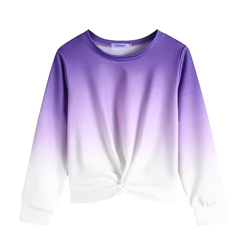 Arshiner Mädchen Sweatshirt Tie-Dye Langarm Pullover Rundhals Sport Mode Kinderkleidung Leichtgewicht Langarmshirt für Mädchen 7-8 Jahre