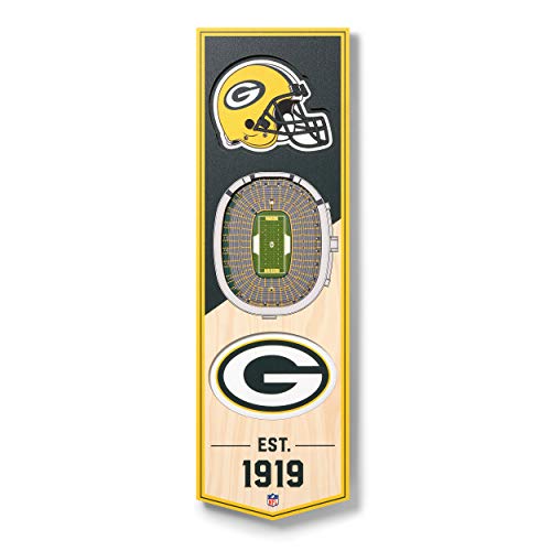 YouTheFan NFL Green Bay Packers 3D-Stadion-Banner, 15,2 x 48,3 cm, Lambeau Field, Team-Farben, Einheitsgröße