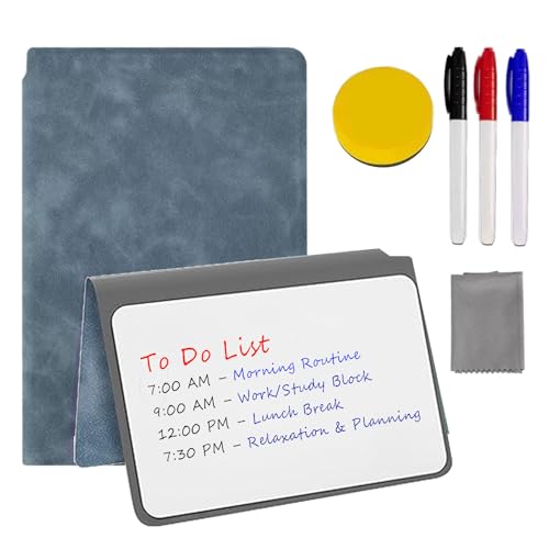 Mini Whiteboard A5 (24x34 cm) Doppelseitig Tragbar Abwischbar mit 3 Stiften, Schwamm & Tuch - Wochenplaner Whiteboard für Büro, Schule, Zuhause (Notizen, Einkaufsliste, Memos)