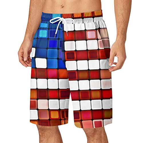 Generisch Männer Shorts Regular mit Print Men 's Summer Plus Größe Hose Pouch Auszug lockere Gelegenheitsspiele Sport Laufgerade Fünf-Punkt Herren Short Sporthose Shorts für Festivals Party (Blue, L)