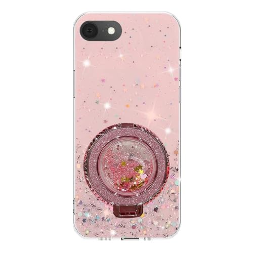 Rnrieyta Miagon Treibsand Ständer Hülle Glitzer für iPhone 6S/6,Cute Dünn Crystal Schutzhülle Weiches Bling Transparent Case Bumper mit Flüssig Halter Kickständer