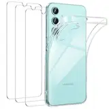 FLLAO Handyhülle Kompatibel mit Samsung Galaxy A16 5G / A16 4G Hülle mit 3 Stück Schutzfolie, Durchsichtig Case Transparent Silikon TPU Schutzhülle Premium 9H Gehärtetes Glas