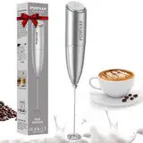 POWSAF Elektrische Milchaufschäumer, Handheld Milchschäumer Stab, Milchaufschäumer Stab, 13000 U/min, Milchschäumer für Kaffee, Latte, Cappuccino, Schwarz/Silbrig