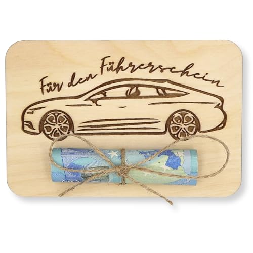 ZUKLA Verpackung für Geldgeschenke 12 x 8 cm - Führerschein Geschenk - Geldgeschenk Verpackung Holz - Eine Originelle Idee, Geld zu Verschenken - Führerschein Gutschein