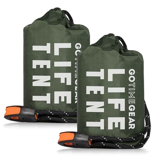 Go Time Gear Rettungszelt Notfall Überlebensunterstand - 2 Personen Notfallzelt - Verwendung als Überlebenszelt, Notunterkunft, Schlauchzelt, Survival Tarp, inklusive Survival Whistle & Paracord -