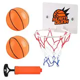 Mini Basketball Korb Set, Indoor Mini Basketballkorb Basketball Hoop 16.2X12cm Kinder Mini Basketballkorb Zimmer mit 2 Stück Bälle und Pumpe Büro Basketballkorb Saugnapf für Outdoor Office Home Weiß