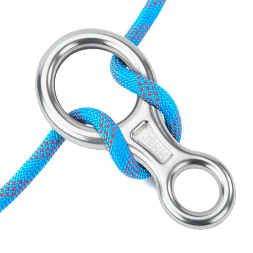 35kN Abseilachter, Abseilgerät Klettern 8 Descender, Aluminium Legierung Sicherungsgerät, Figur 8 Rescue, Abseilausrüstung für Erholung im Freien, Bergsteigen Rettung, Seildurchmesser 8-13 mm, Silber