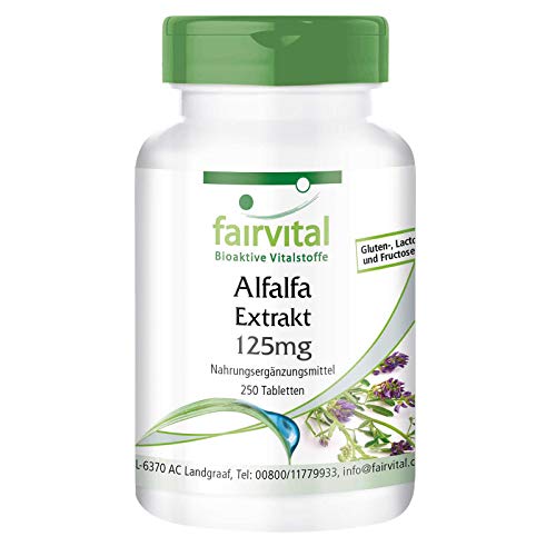 Fairvital | Alfalfa Tabletten - 250 Tabletten - 125mg Alfalfa-Extrakt pro Tablette - Medicago sativa (Luzerne) - VEGAN