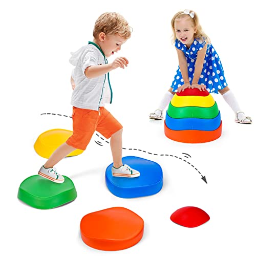 Premkid Trittsteine für Kinder, Set mit 5 Stück Schwebebalken zur Förderung der Koordination, Kinder-Outdoor-Spielgeräte, Indoor- und Outdoor-Sinnesspielzeug, Hindernislauf für Kinder ab 3 Jahren
