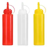 Arcjunys Squeeze Flasche Plastik Quetschflasche mit Kappen Dosierflasche 230ml 8oz Spritzflasche Saucenflasche Squeeze Bottle Condiment Flaschen für Ketchup Saucen Senf Salatdressing Mayo 3 Stück