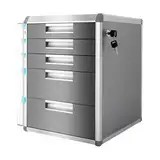 CHFUNE Metall Schubladenbox, Abschließbar Aktenschrank Aluminiumlegierung Büroschrank 5 Ebenen Robuste Organizer Box Stabil Ordnungsbox