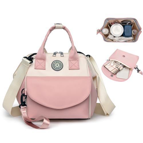 HAHONIA Baby-Wickeltasche, 7 l, wasserdichte Wickeltaschen für Reisen, stilvolle Reisetasche, Wickeltasche, Pink