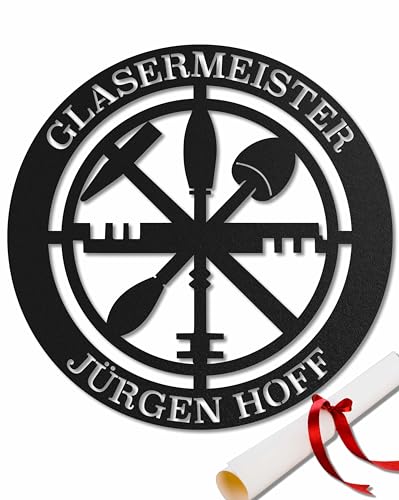 Zunftzeichen Glaser – Maßgeschneidertes Metallschild, Elegante Wanddekoration, Symbol für Glasverarbeitung, Ideal für Werkstätten & Ausstellungsräume, Personalisiertes Geschenk für Glasexperten