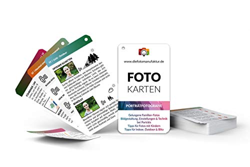 Fotokarten Porträtfotografie - Spickzettel für gelungene Porträts von Familie, Kinder & Menschen - Ideal für Familienfotos im Urlaub - Lernkarten