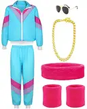 YADODO 90er 80er Jahre Outfit Herren Damen Trainingsanzug Jacke Hose Anzug 80er Accessoire 80er Jahre Kleidung Herren New Kids Kostüm 80iger Schlagerparty Bad Taste Outfit Paare Karneval（XL