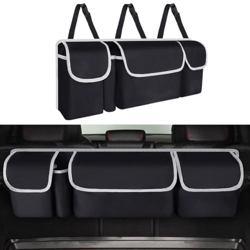 URAQT Auto Kofferraum Organizer, Faltbarer Auto Aufbewahrungstasche mit 4 Taschen Wasserdicht Rücksitz Kofferraumtasche 3 Verstellbare Schultergurte Kofferraumtasche Auto für den Kofferraum Auto
