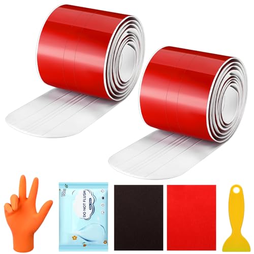 Pushglossy Kielschutz für Boote, 7-teilig, 2-teilig, DIY-Installation, inklusive Schleifpapier, Handschuhe, Feuchttücher und Schaber für Fiberglas und bestimmte Aluminiumboote (2,4 m)