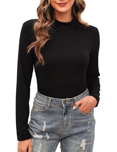 Totatuit Damen Rollkragenshirt Langarm Basic Damen Rollkragenshirt Slim Fit Langarm-T-Shirt Rollkragen Unterhemd Langarmshirt Rollkragenshirt