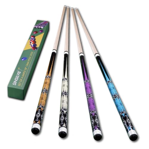 Sinsilvie 58" Pool Queue with 13mm Tip,19 20 oz Billiard Cue,Schwarz oder Weiß，1/2 Maple Queue Sticks Pool Cue,Billard Queue für Männer und Frauen. (Set of 4)