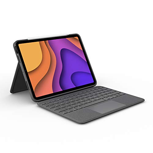 Logitech Folio Touch iPad Tastatur-Case mit Trackpad und Smart Connector für iPad Air 11 Zoll (M2), iPad Air (4. und 5. Gen), Deutsches QWERTZ-Layout - Grau