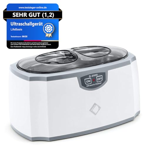 LifeBasis Ultraschallreinigungsgerät 420ml- TESTSIEGER 2025 Brillenreinigungsgerät Ultraschallreiniger Ultraschallbad für Zahnersatz Brillen Schmuck Uhren Pinsel Münze Rasierkopf Messer 45000Hz 30W