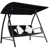 Outsunny 3-Sitzer Hollywoodschaukel Schaukel Polyrattan Metall mit Kissen belastbar bis 360kg Neu (Schwarz)