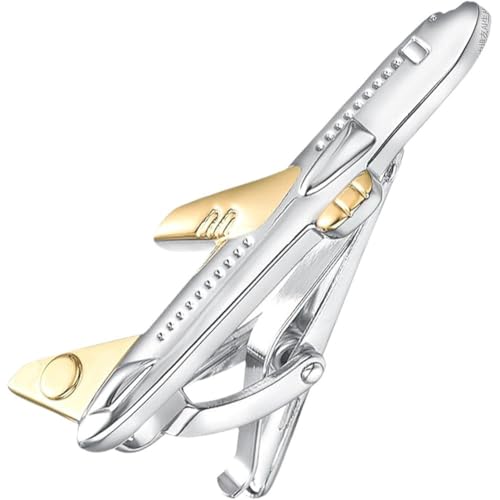 Haowul Flugzeug-krawattenklammern Für Männer, Personalisierbar, Schmal, Edelstahl, Gold, Silber, Flugzeug-krawattenverschluss Für Herren-Accessoires, Schmuck, Geschenk