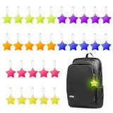 patinadrift Sicherheits Reflektor Anhänger, 30 Stück Kinder Reflektor Anhänger Schulranzen Anhänger Stern Reflektoren Anhänger für Handtasche Jacken, Rollstuhl Gehen, 6 Farben